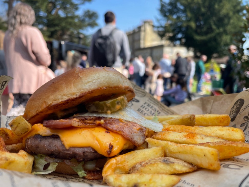 Burger and Chips in Hinxworth