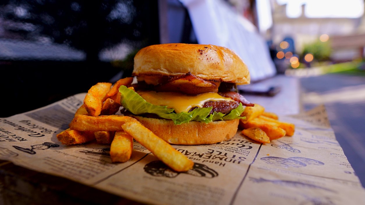 Burger and Chips in Eversley